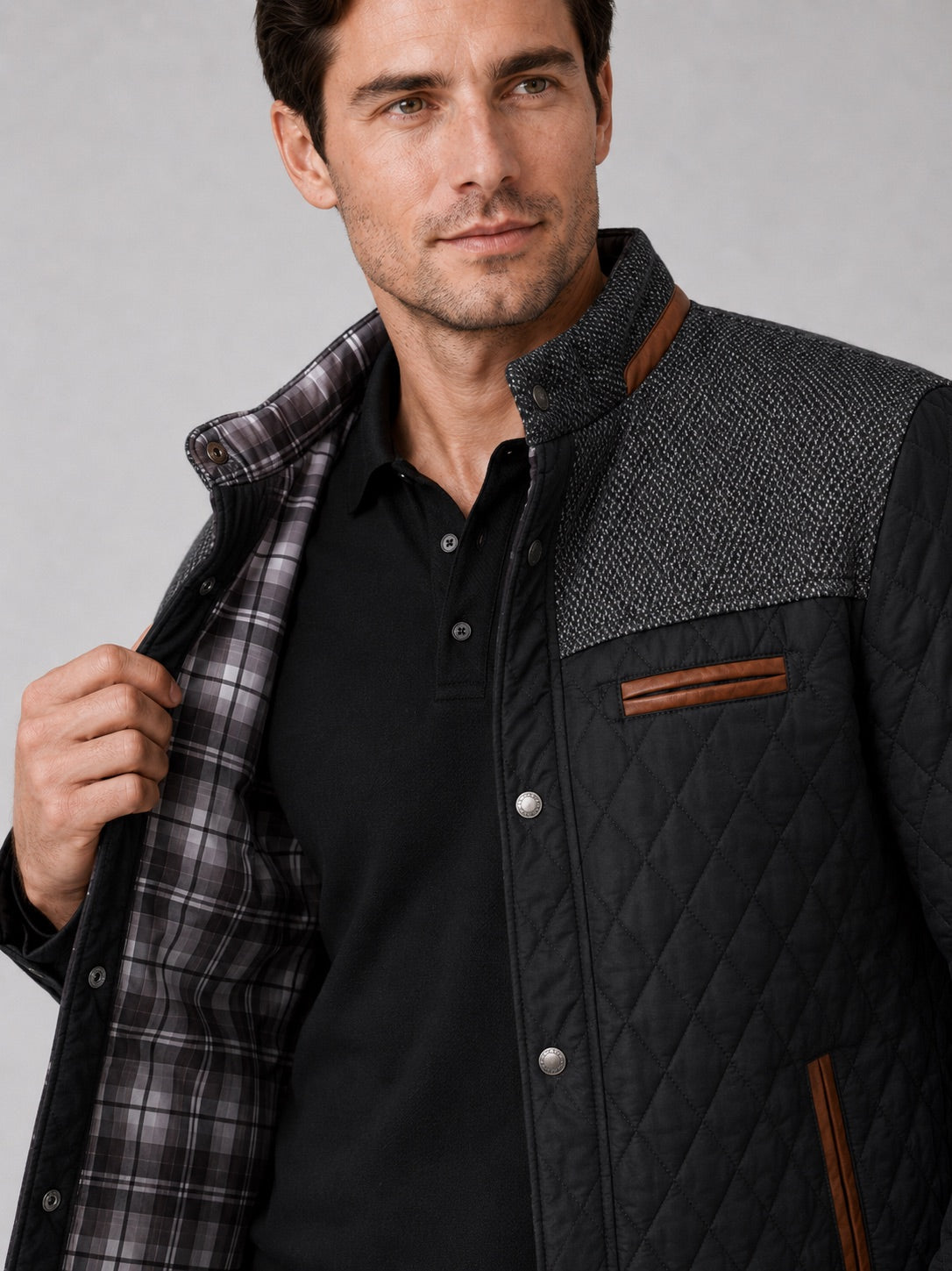 Men’s Quilted Jacket Lightweight Button-Down Casual Autumn Jacket for Everyday and Travel Wear