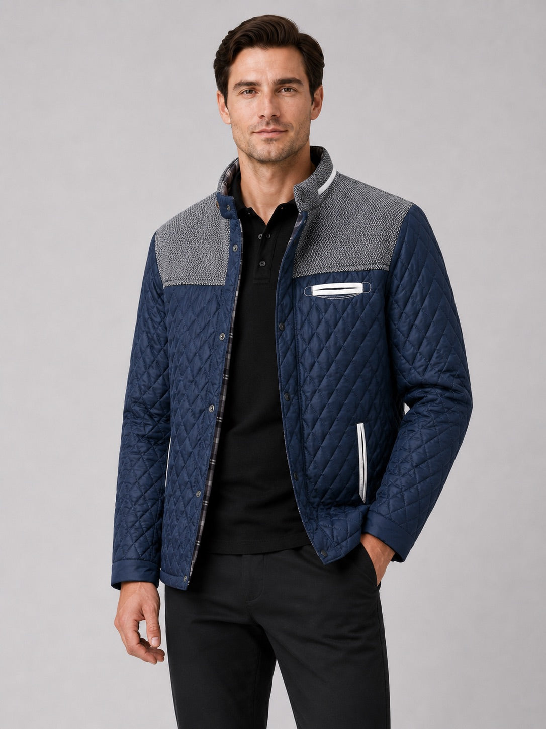 Men’s Quilted Jacket Lightweight Button-Down Casual Autumn Jacket for Everyday and Travel Wear