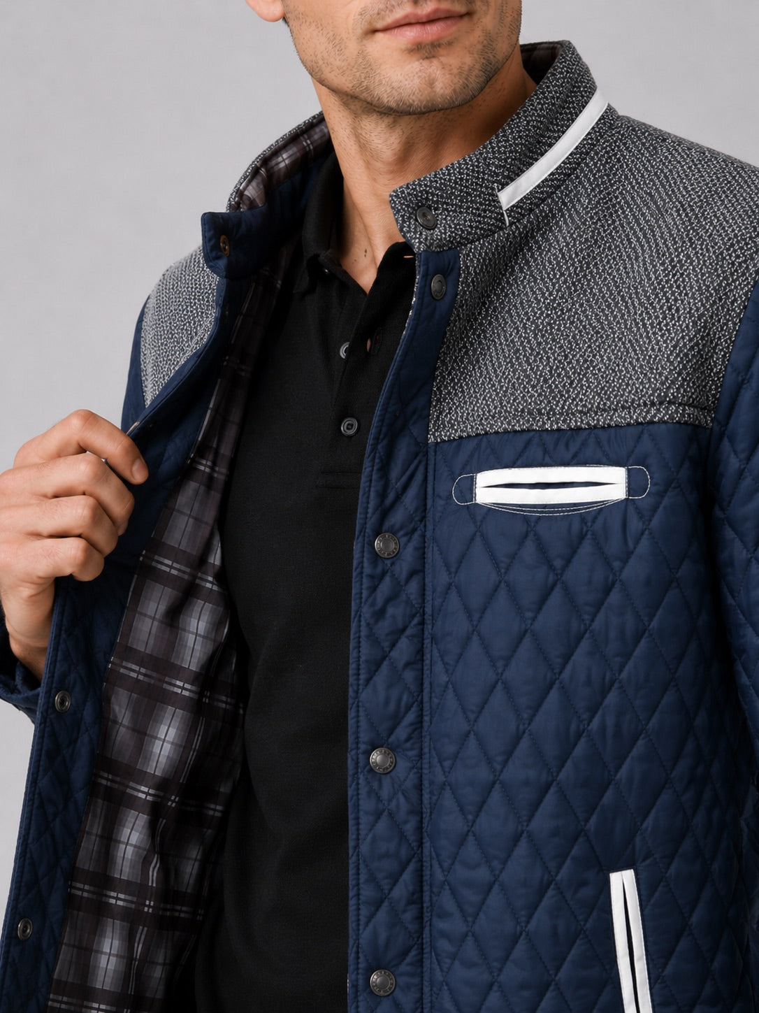 Men’s Quilted Jacket Lightweight Button-Down Casual Autumn Jacket for Everyday and Travel Wear