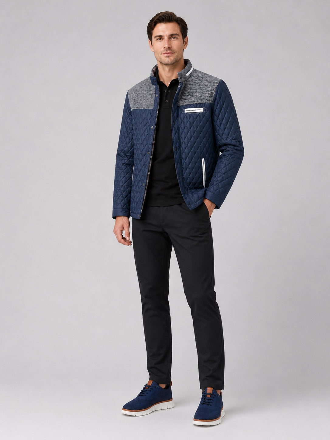 Men’s Quilted Jacket Lightweight Button-Down Casual Autumn Jacket for Everyday and Travel Wear