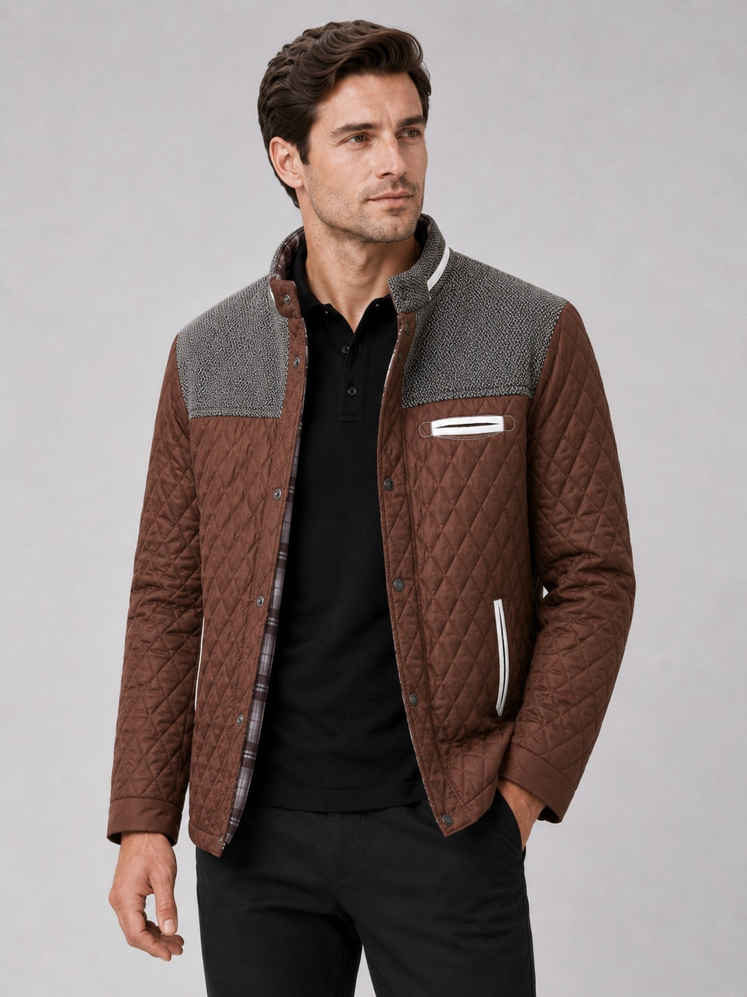 Men’s Quilted Jacket Lightweight Button-Down Casual Autumn Jacket for Everyday and Travel Wear