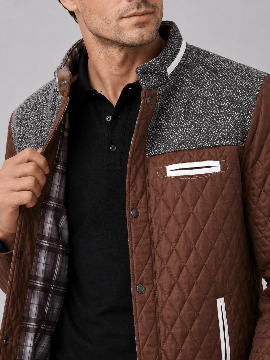 Men’s Quilted Jacket Lightweight Button-Down Casual Autumn Jacket for Everyday and Travel Wear