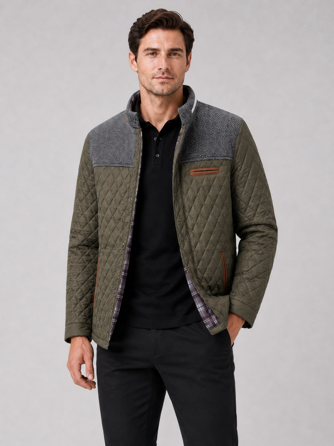 Men’s Quilted Jacket Lightweight Button-Down Casual Autumn Jacket for Everyday and Travel Wear