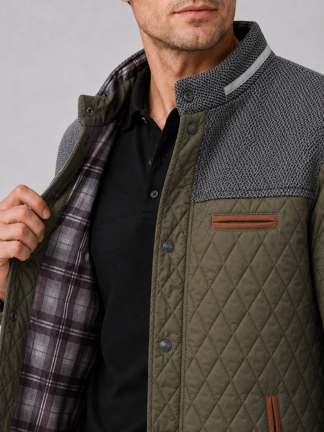Men’s Quilted Jacket Lightweight Button-Down Casual Autumn Jacket for Everyday and Travel Wear