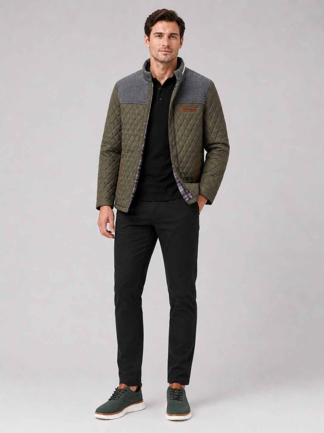 Men’s Quilted Jacket Lightweight Button-Down Casual Autumn Jacket for Everyday and Travel Wear