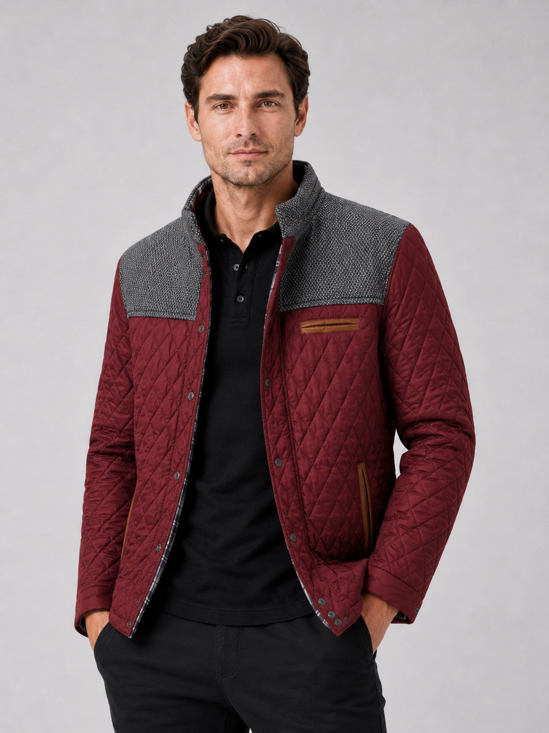 Men’s Quilted Jacket Lightweight Button-Down Casual Autumn Jacket for Everyday and Travel Wear