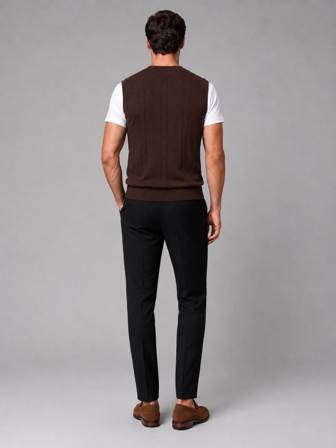 Men’s Sleeveless Jumper V-Neck Solid Colour Sleeveless Knit Autumn Winter Layer for Business Casual and Everyday Wear