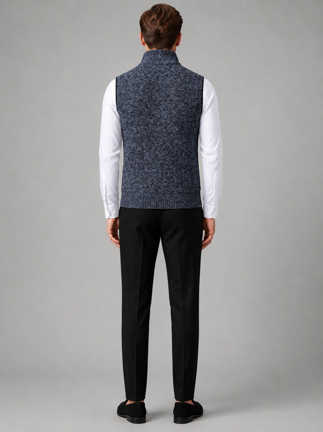 Men’s Sleeveless Jumper Full Zip Stand Collar Slim Fit Knit Autumn Winter Layer for Business Casual and Everyday Wear