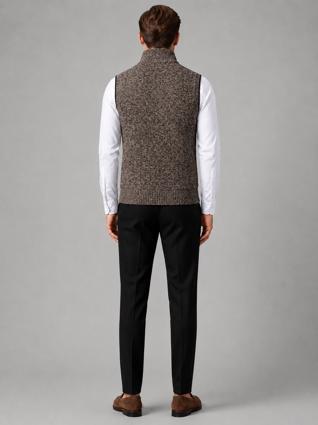 Men’s Sleeveless Jumper Full Zip Stand Collar Slim Fit Knit Autumn Winter Layer for Business Casual and Everyday Wear
