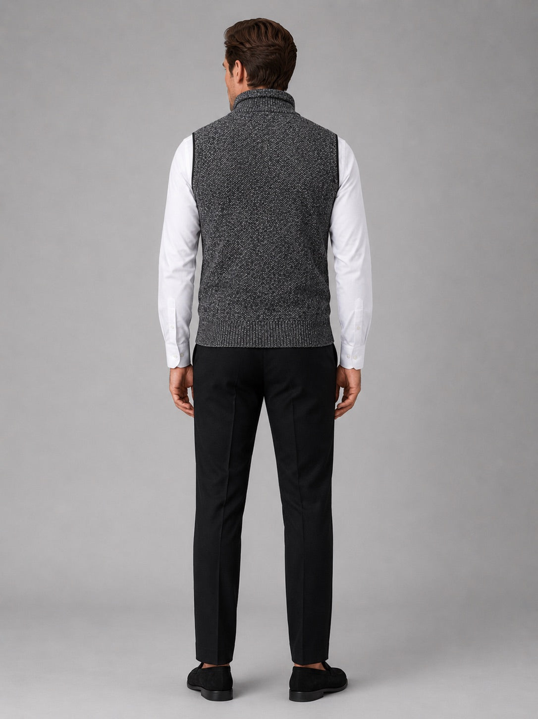 Men’s Sleeveless Jumper Full Zip Stand Collar Slim Fit Knit Autumn Winter Layer for Business Casual and Everyday Wear