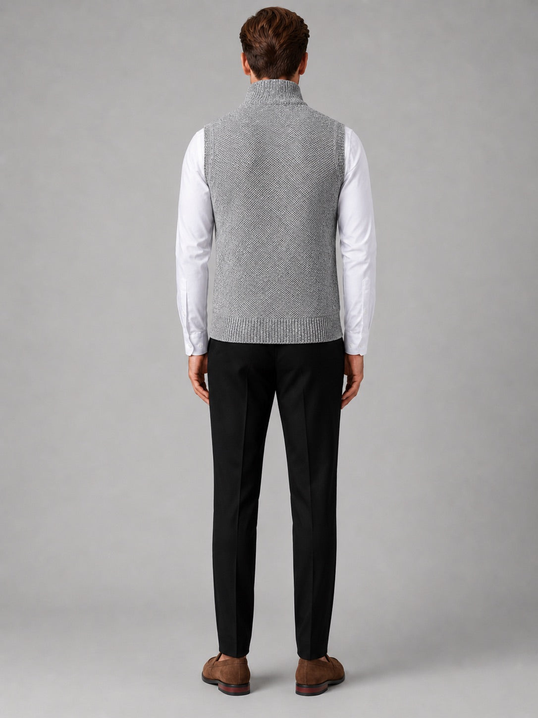 Men’s Sleeveless Jumper Full Zip Stand Collar Slim Fit Knit Autumn Winter Layer for Business Casual and Everyday Wear