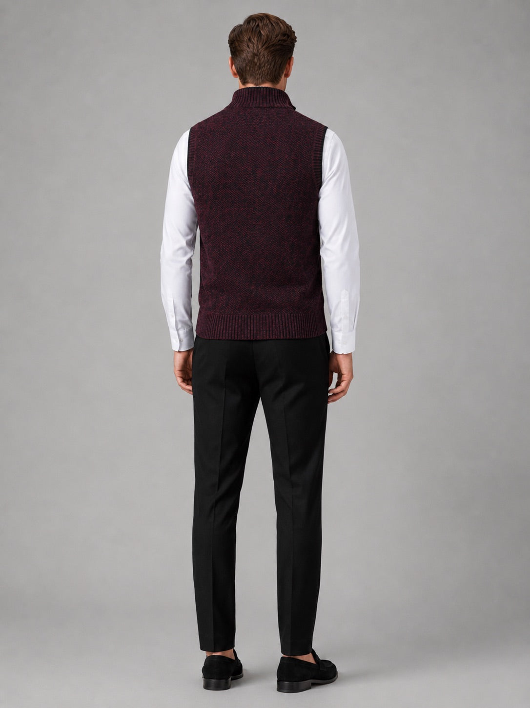 Men’s Sleeveless Jumper Full Zip Stand Collar Slim Fit Knit Autumn Winter Layer for Business Casual and Everyday Wear