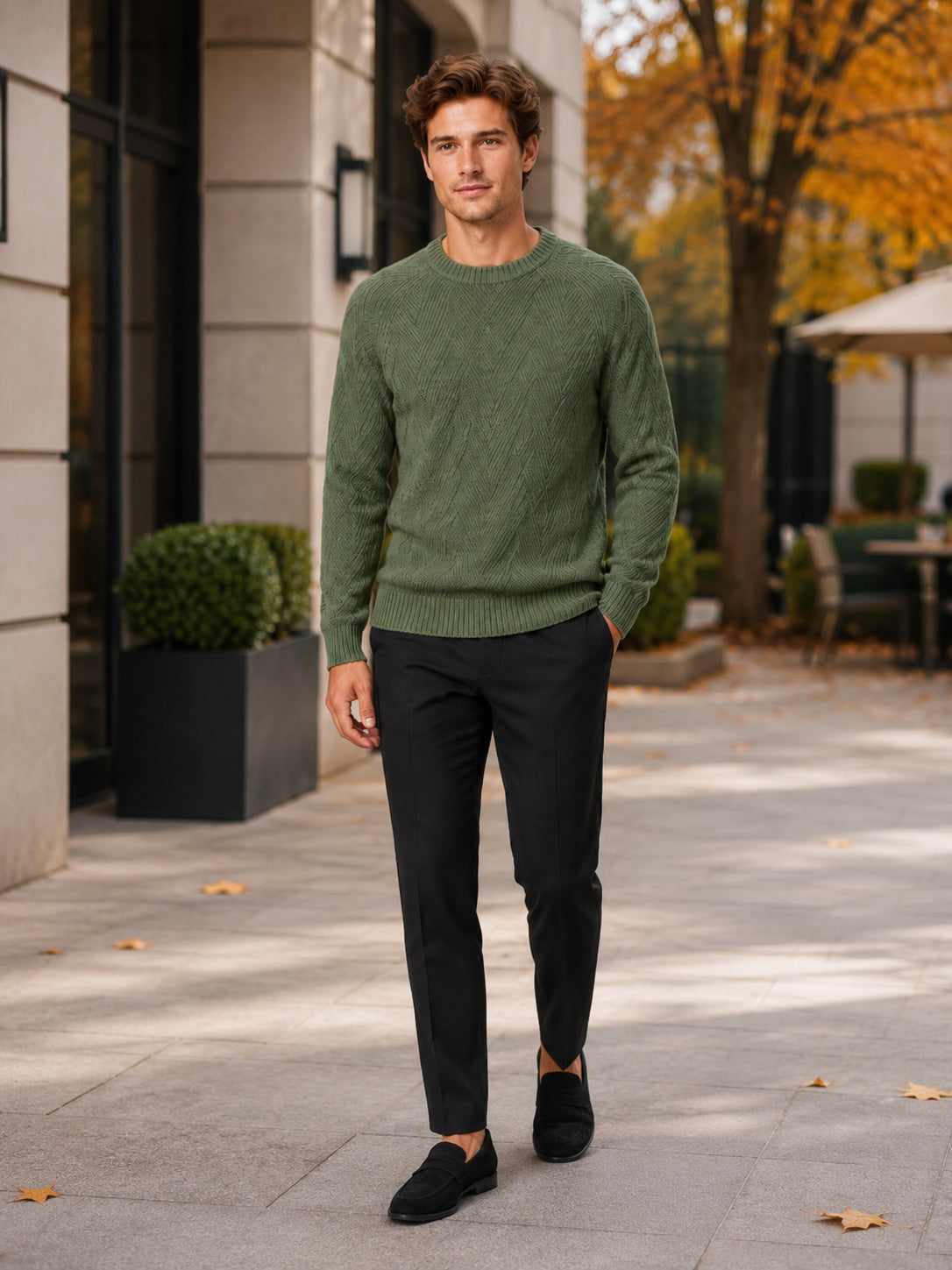 Men’s Crewneck Jumper Knit Autumn Pullover for Casual and Everyday Wear