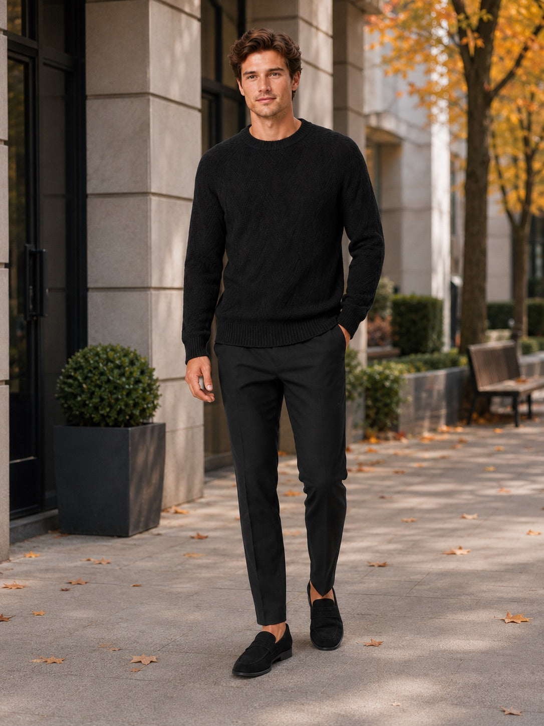 Men’s Crewneck Jumper Knit Autumn Pullover for Casual and Everyday Wear