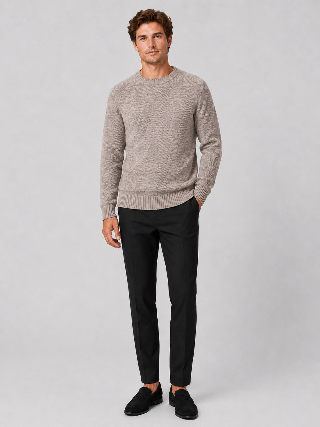 Men’s Crewneck Jumper Knit Autumn Pullover for Casual and Everyday Wear
