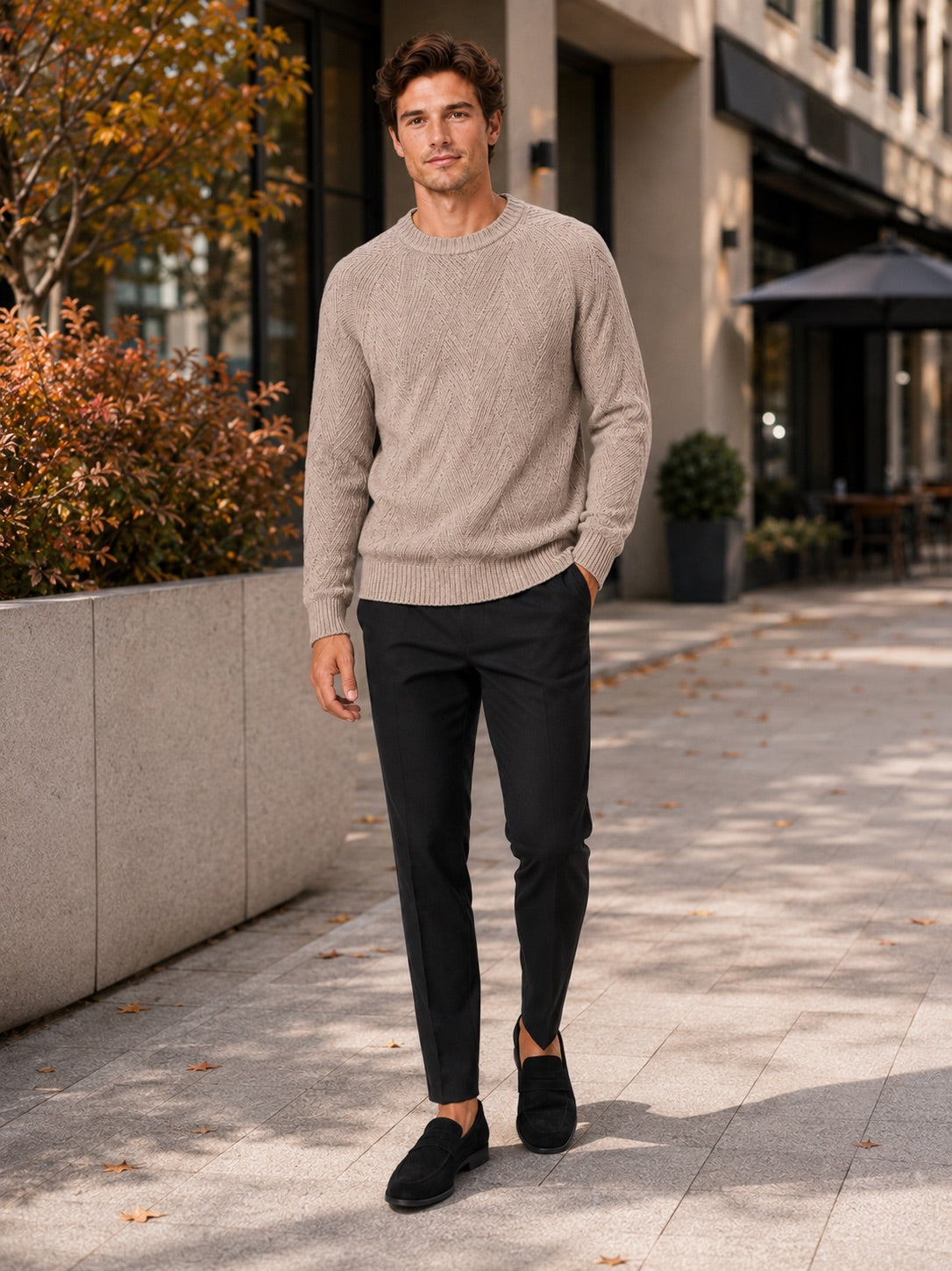 Men’s Crewneck Jumper Knit Autumn Pullover for Casual and Everyday Wear
