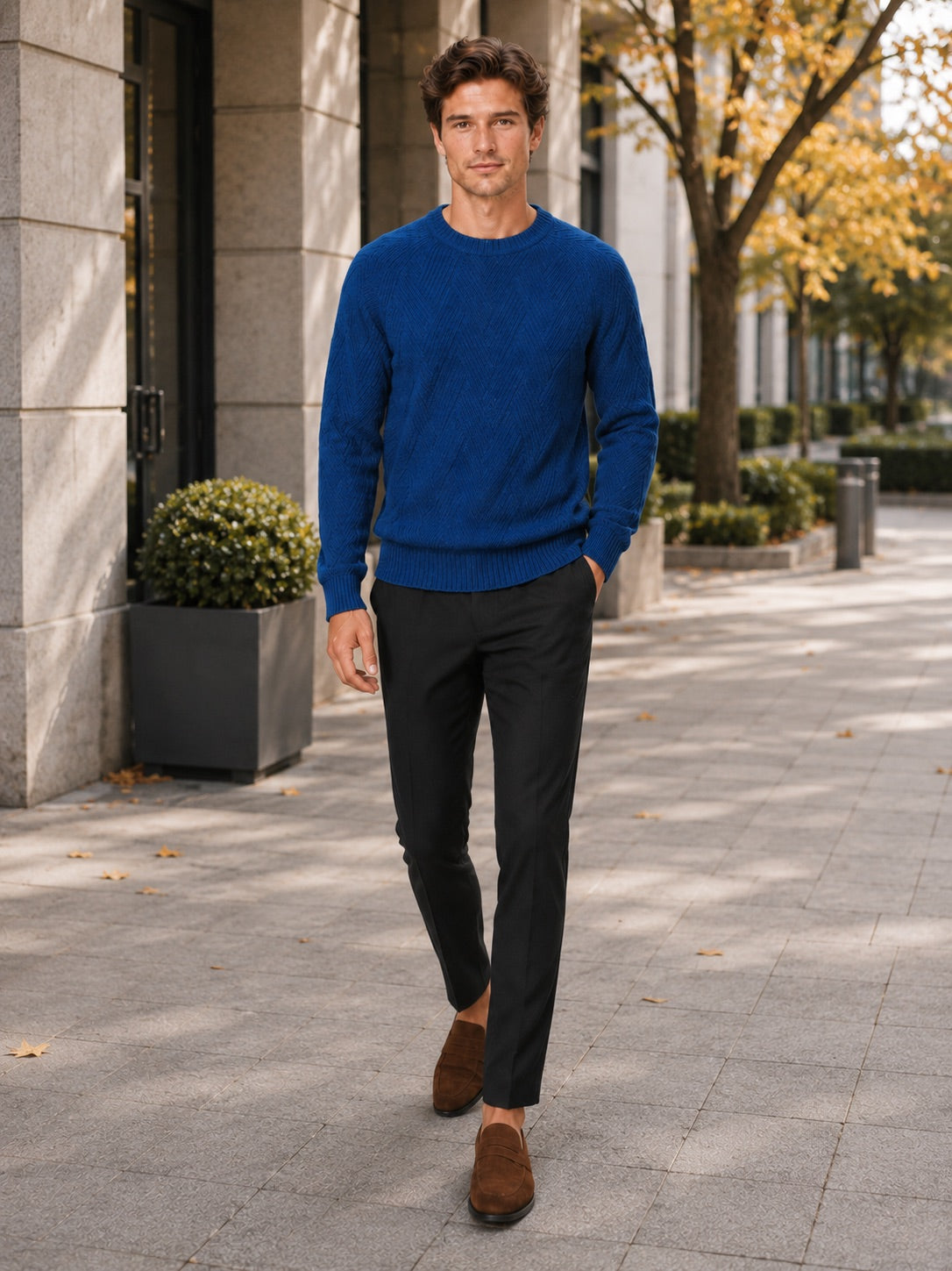Men’s Crewneck Jumper Knit Autumn Pullover for Casual and Everyday Wear