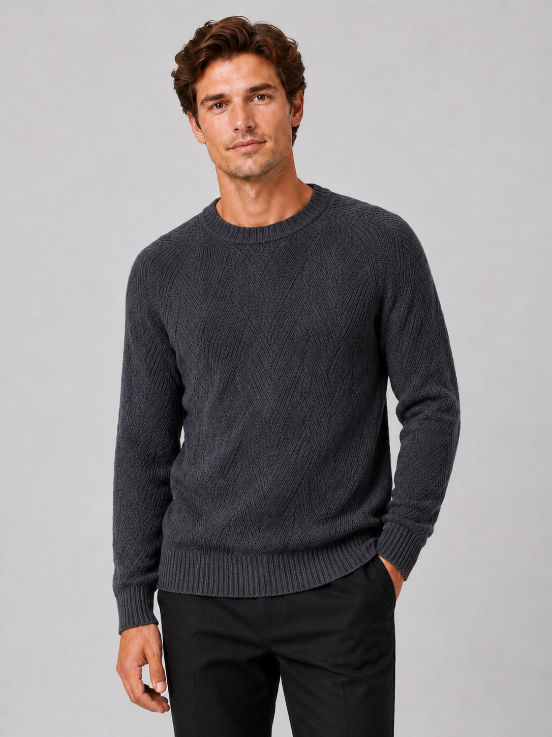 Men’s Crewneck Jumper Knit Autumn Pullover for Casual and Everyday Wear