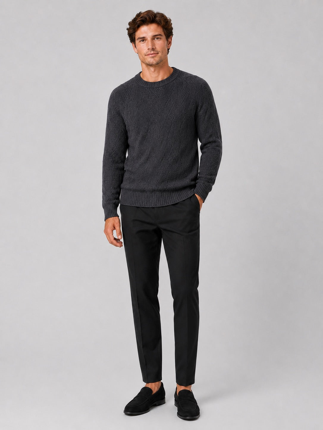 Men’s Crewneck Jumper Knit Autumn Pullover for Casual and Everyday Wear