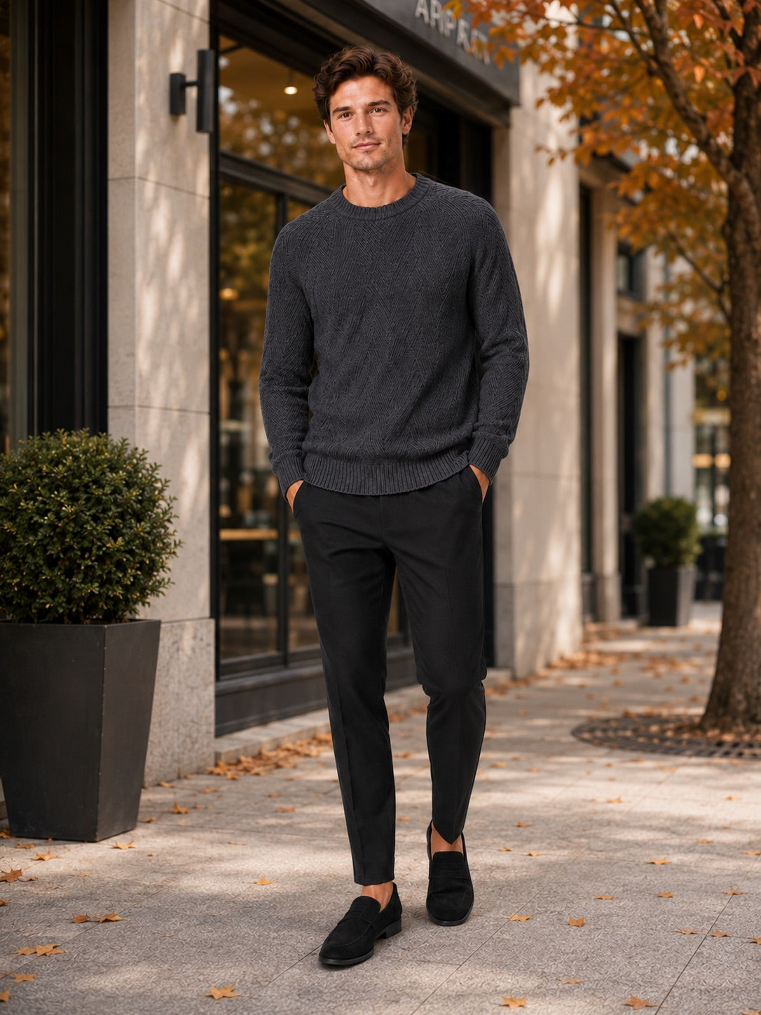 Men’s Crewneck Jumper Knit Autumn Pullover for Casual and Everyday Wear