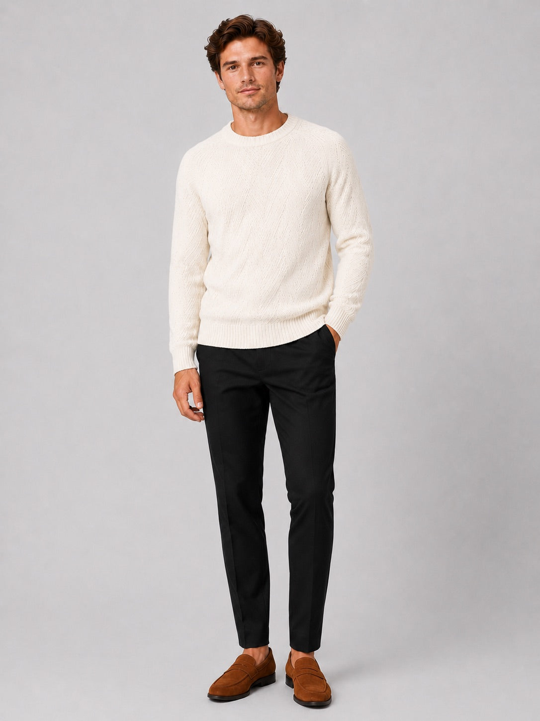 Men’s Crewneck Jumper Knit Autumn Pullover for Casual and Everyday Wear