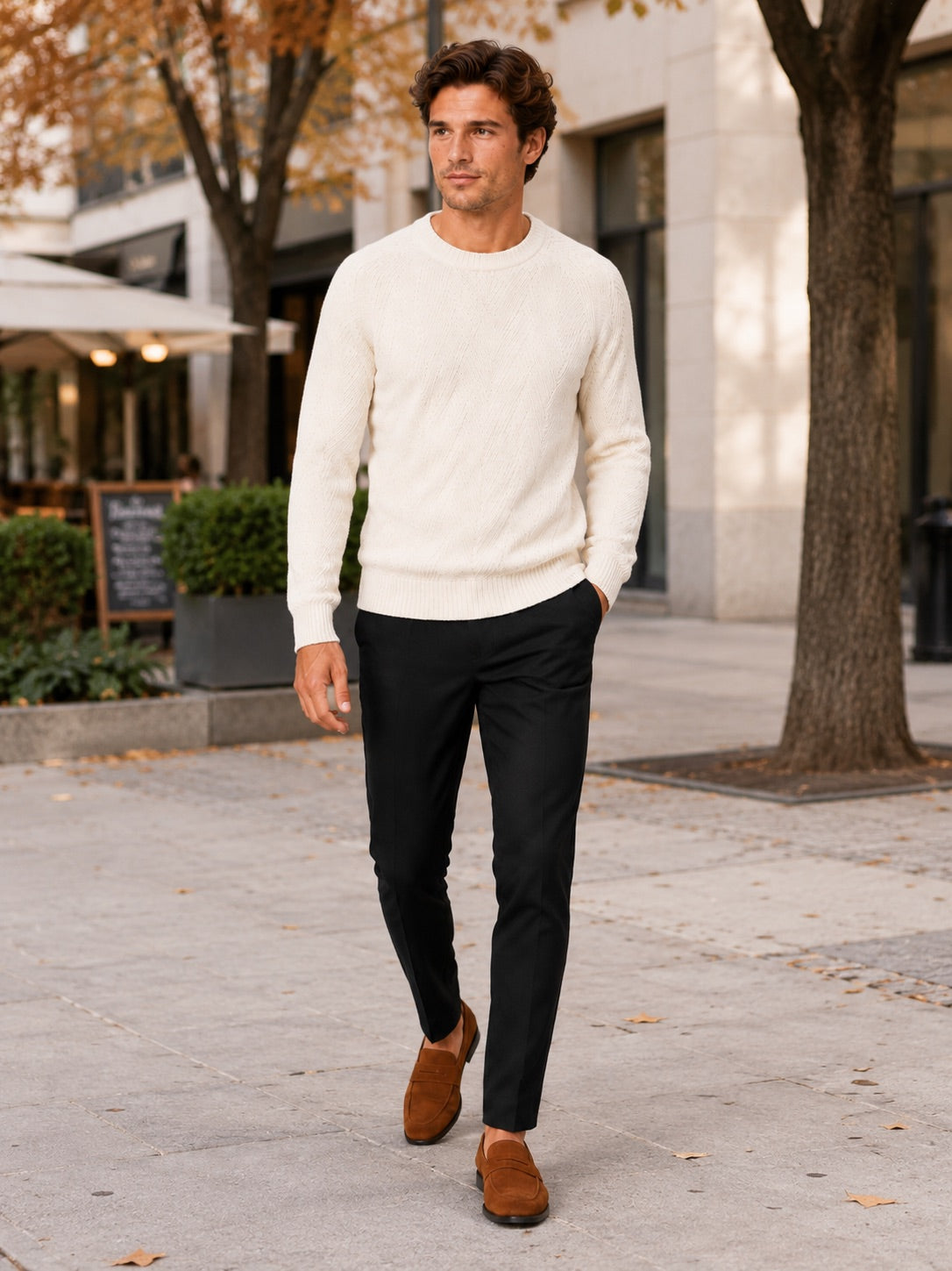 Men’s Crewneck Jumper Knit Autumn Pullover for Casual and Everyday Wear