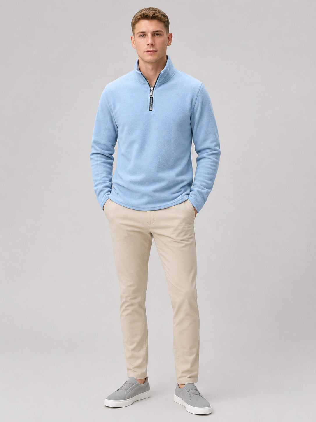Men’s Quarter Zip Jumper Thick Fleece Warm Winter Pullover for Outdoor and Everyday Wear