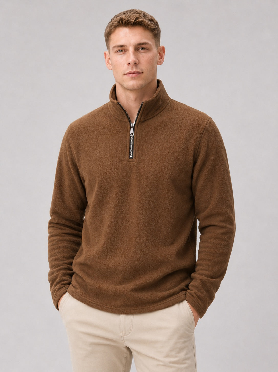Men’s Quarter Zip Jumper Thick Fleece Warm Winter Pullover for Outdoor and Everyday Wear