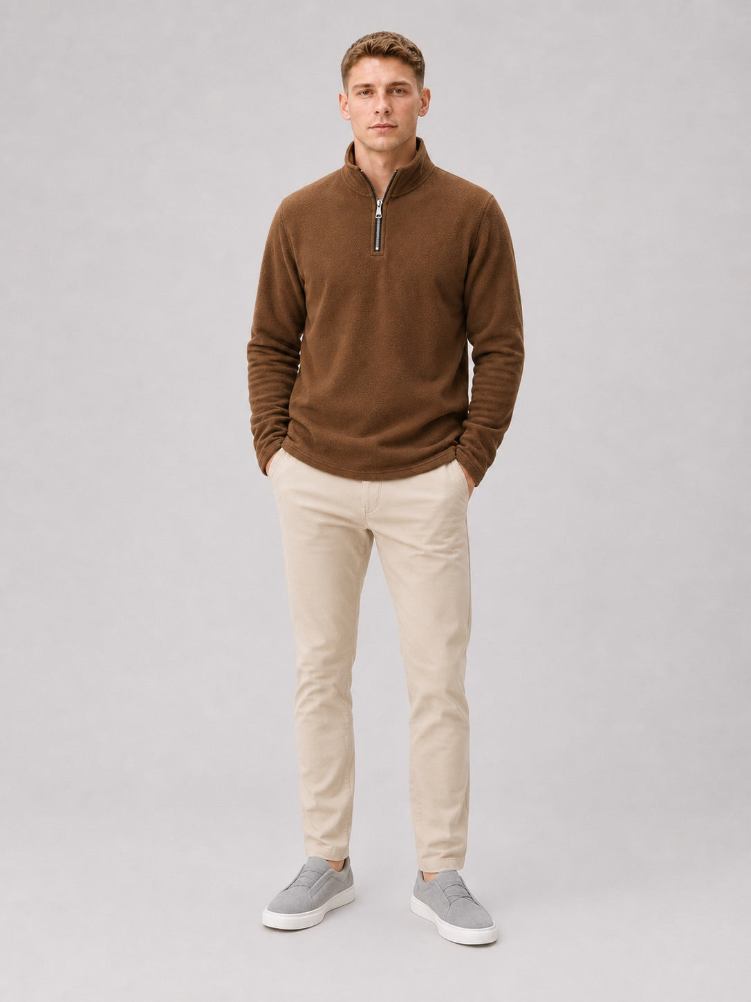 Men’s Quarter Zip Jumper Thick Fleece Warm Winter Pullover for Outdoor and Everyday Wear