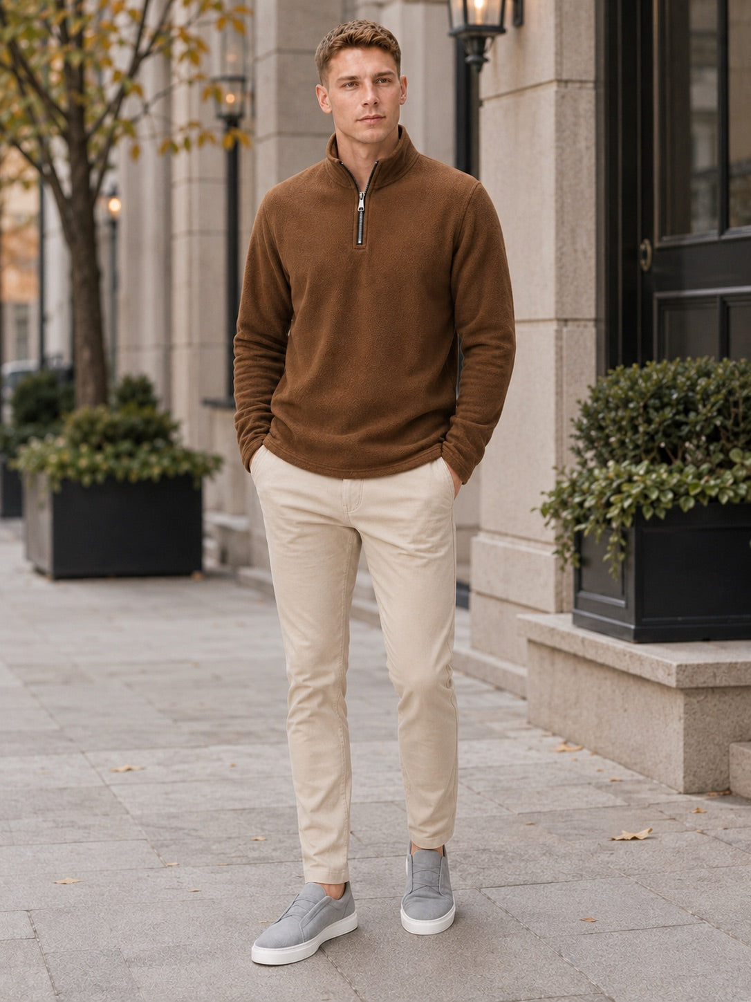 Men’s Quarter Zip Jumper Thick Fleece Warm Winter Pullover for Outdoor and Everyday Wear