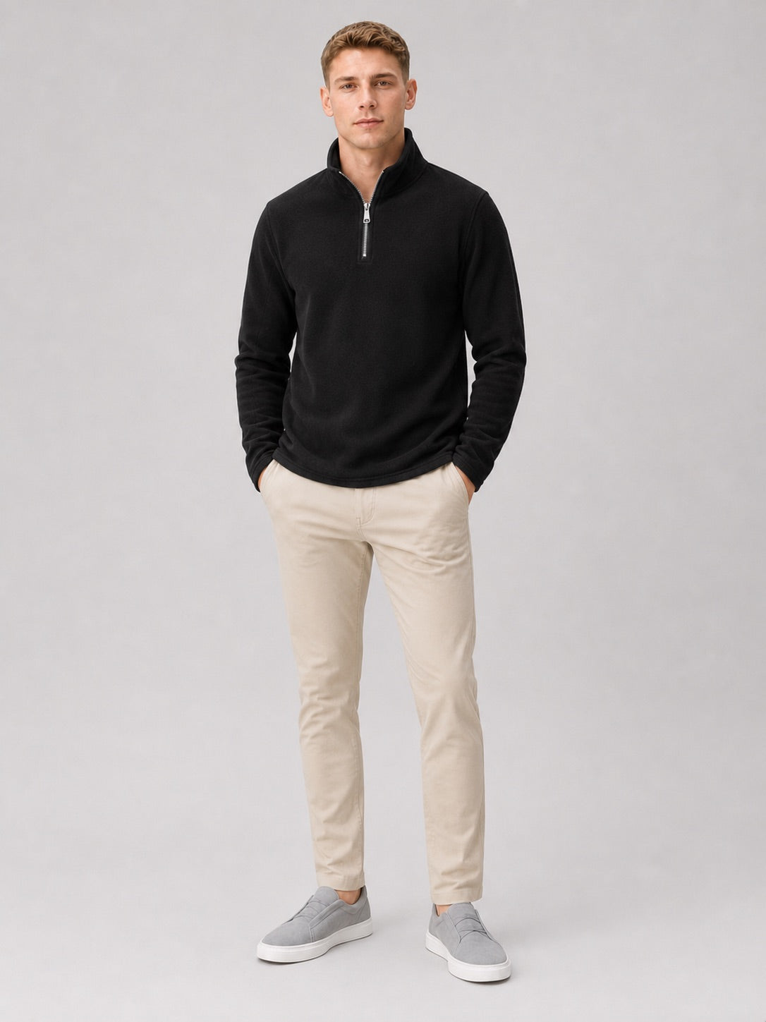 Men’s Quarter Zip Jumper Thick Fleece Warm Winter Pullover for Outdoor and Everyday Wear