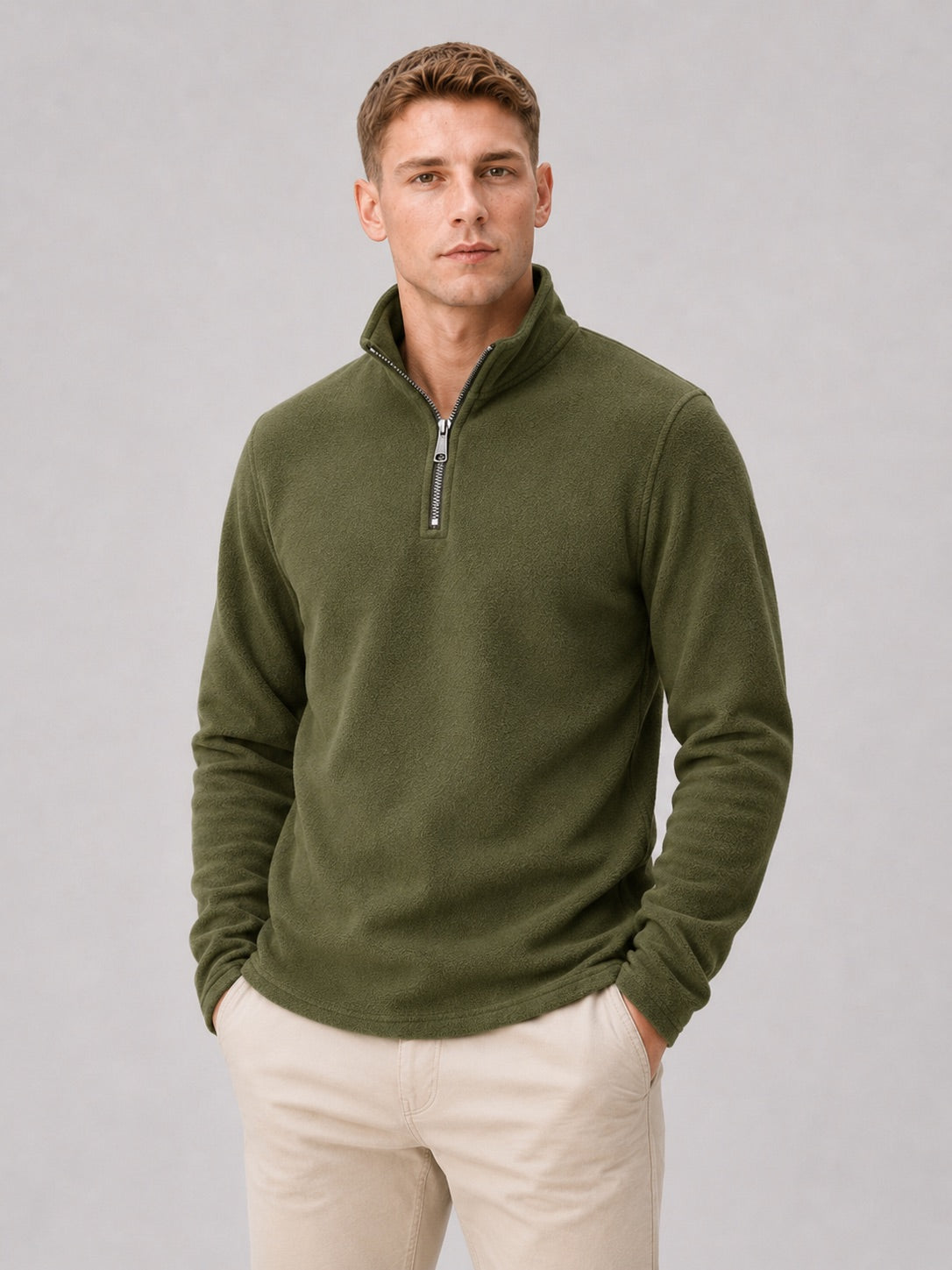 Men’s Quarter Zip Jumper Thick Fleece Warm Winter Pullover for Outdoor and Everyday Wear