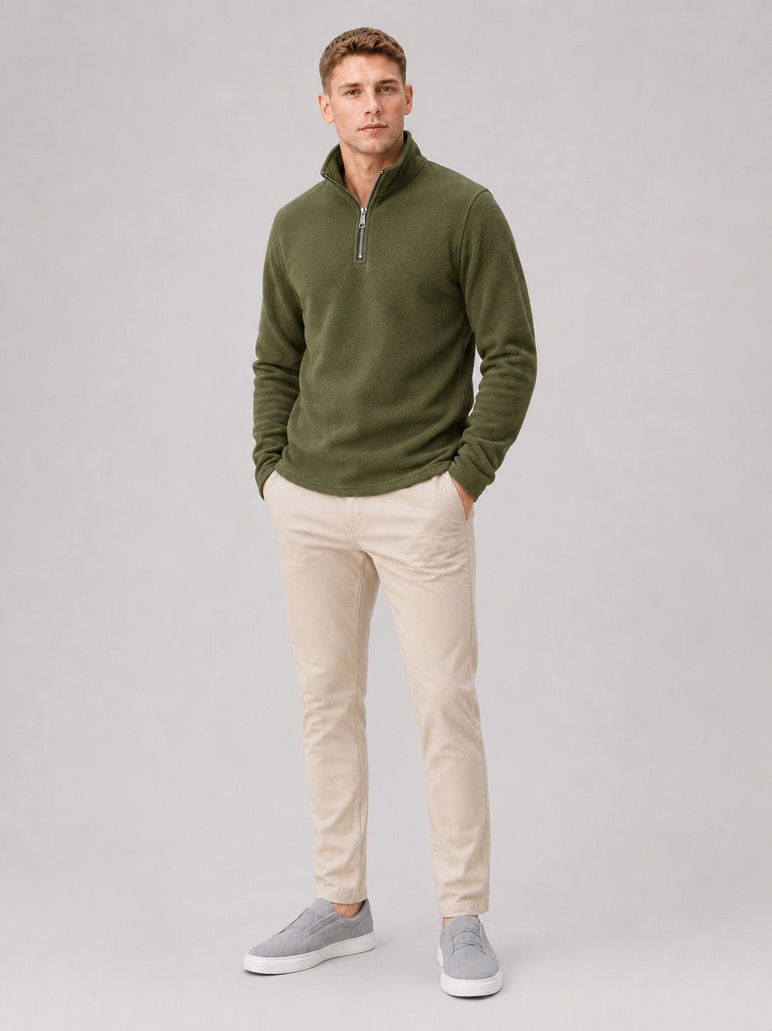 Men’s Quarter Zip Jumper Thick Fleece Warm Winter Pullover for Outdoor and Everyday Wear