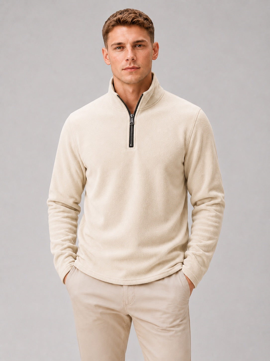 Men’s Quarter Zip Jumper Thick Fleece Warm Winter Pullover for Outdoor and Everyday Wear