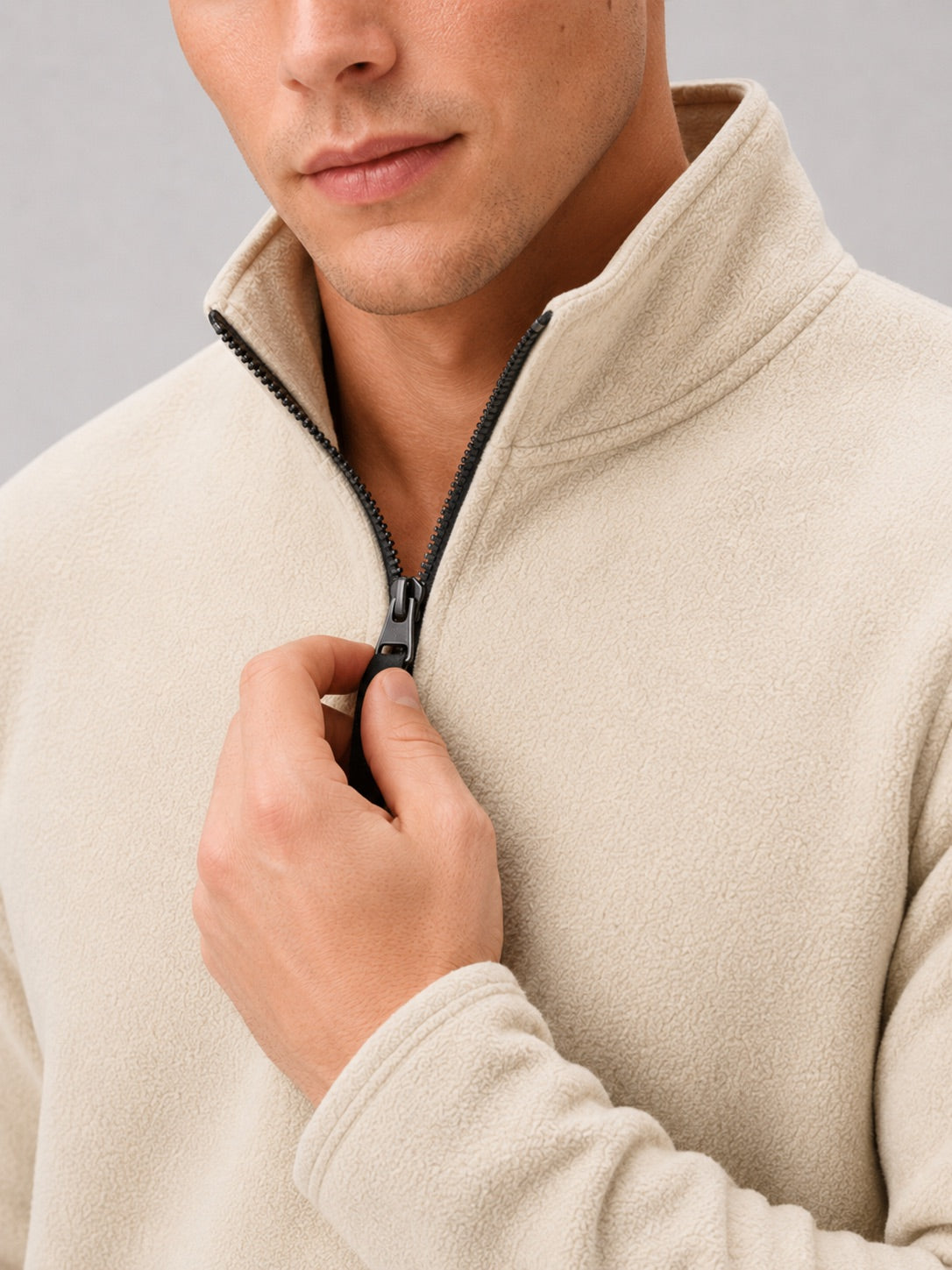 Men’s Quarter Zip Jumper Thick Fleece Warm Winter Pullover for Outdoor and Everyday Wear