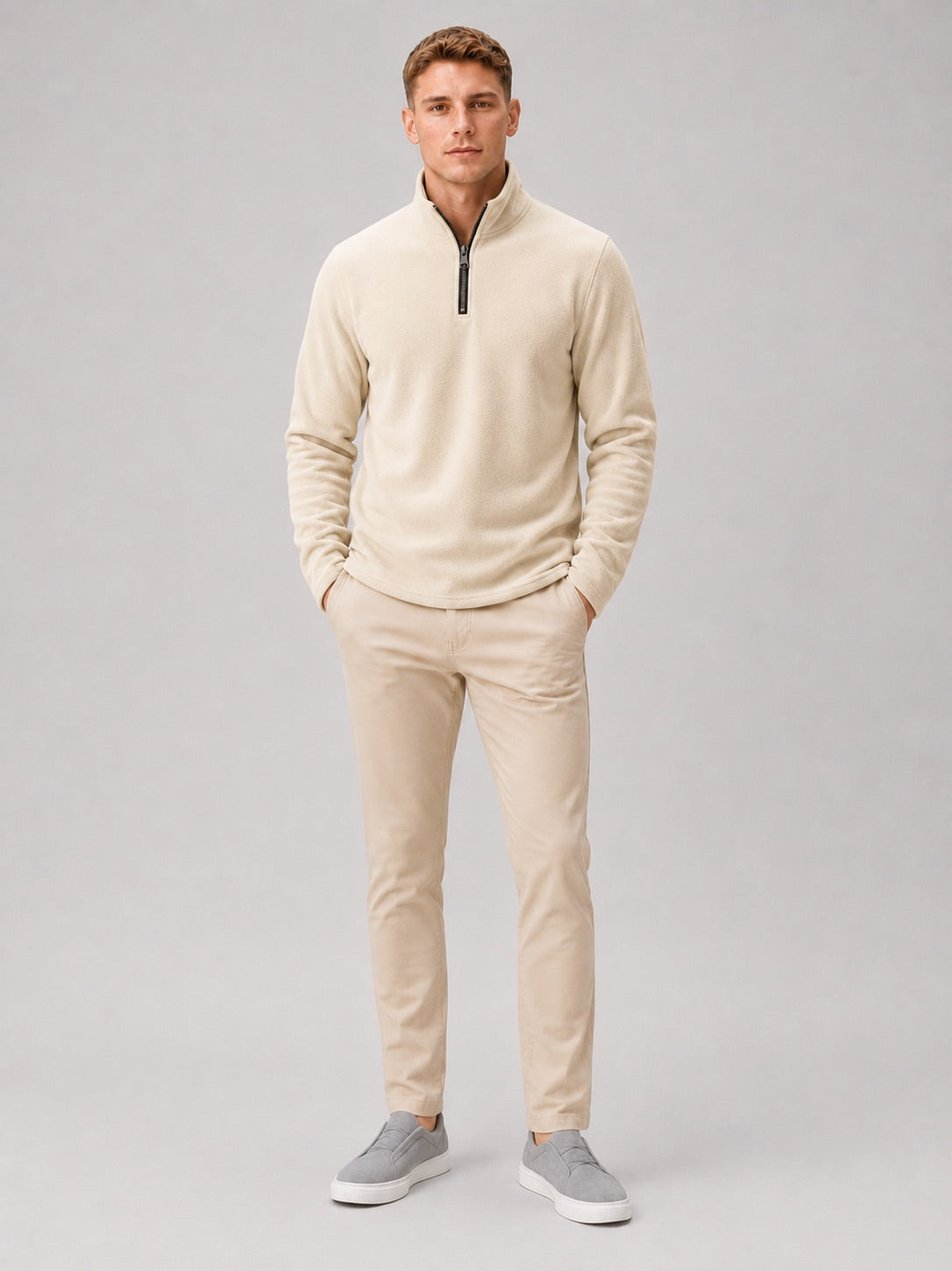 Men’s Quarter Zip Jumper Thick Fleece Warm Winter Pullover for Outdoor and Everyday Wear