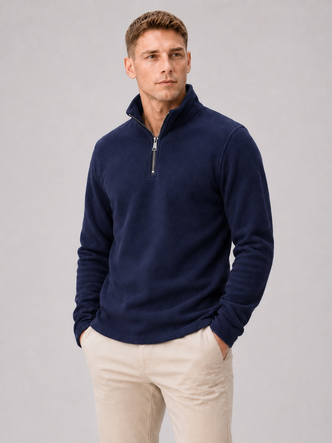 Men’s Quarter Zip Jumper Thick Fleece Warm Winter Pullover for Outdoor and Everyday Wear