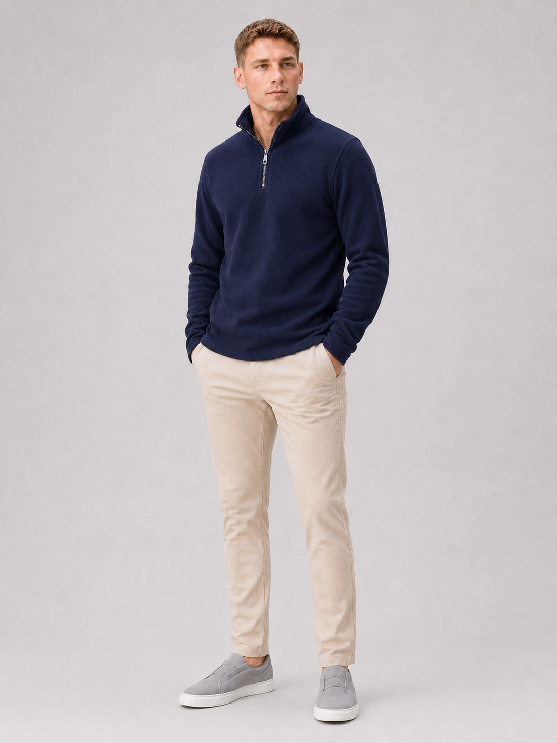 Men’s Quarter Zip Jumper Thick Fleece Warm Winter Pullover for Outdoor and Everyday Wear