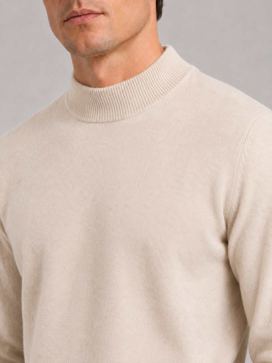 Men’s 100% Wool Mock Neck Jumper Warm Solid Colour Autumn Winter Pullover for Business Casual and Everyday Wear