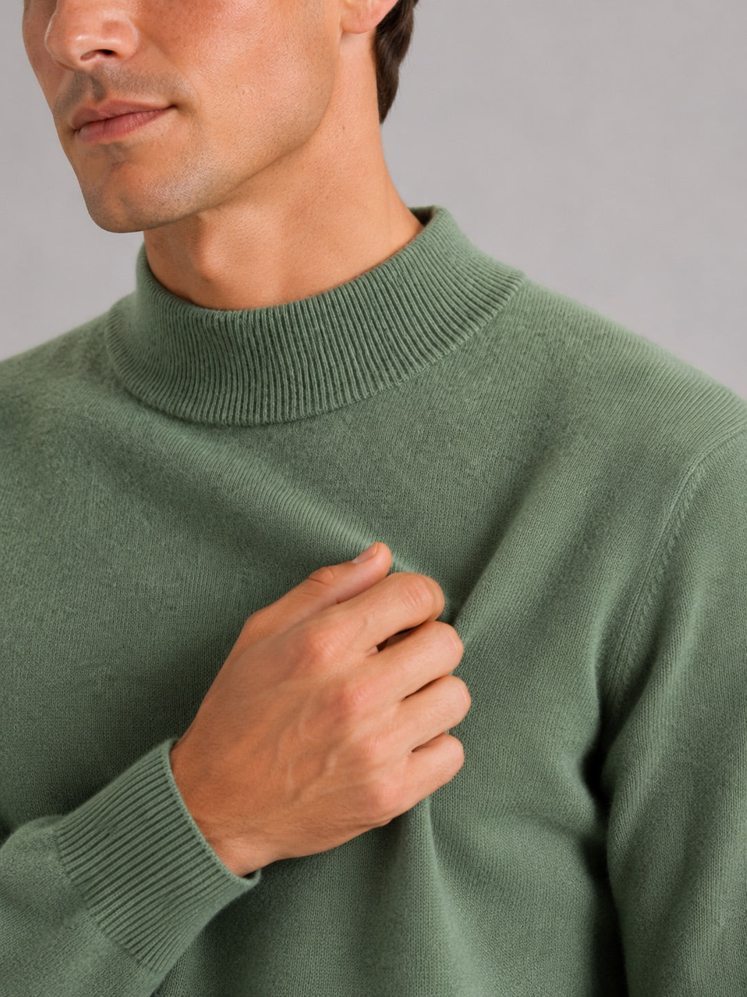 Men’s 100% Wool Mock Neck Jumper Warm Solid Colour Autumn Winter Pullover for Business Casual and Everyday Wear