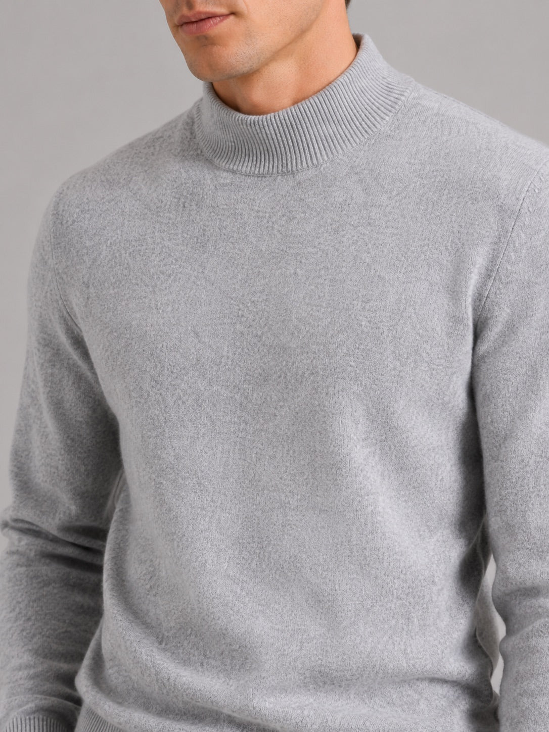 Men’s 100% Wool Mock Neck Jumper Warm Solid Colour Autumn Winter Pullover for Business Casual and Everyday Wear