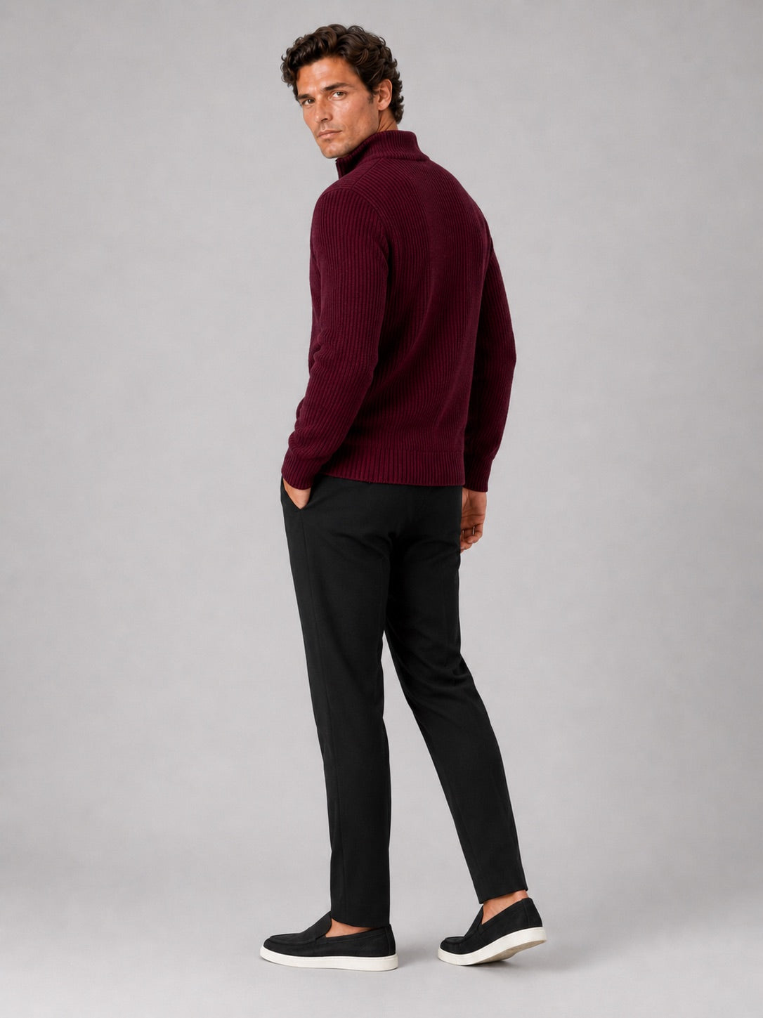 Men’s Half Zip Jumper Thick Knit Pullover Warm Winter Top for Business and Casual Wear