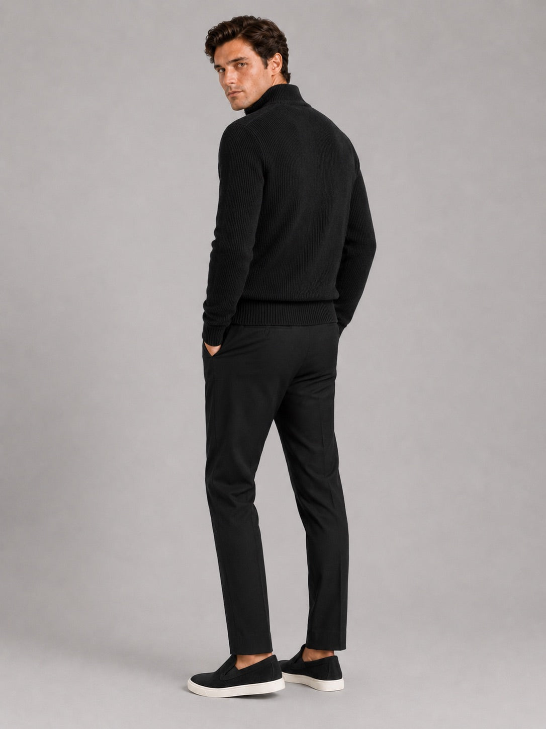 Men’s Half Zip Jumper Thick Knit Pullover Warm Winter Top for Business and Casual Wear