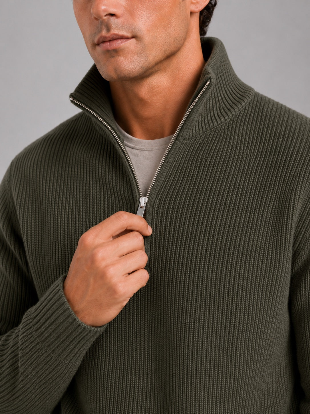 Men’s Half Zip Jumper Thick Knit Pullover Warm Winter Top for Business and Casual Wear