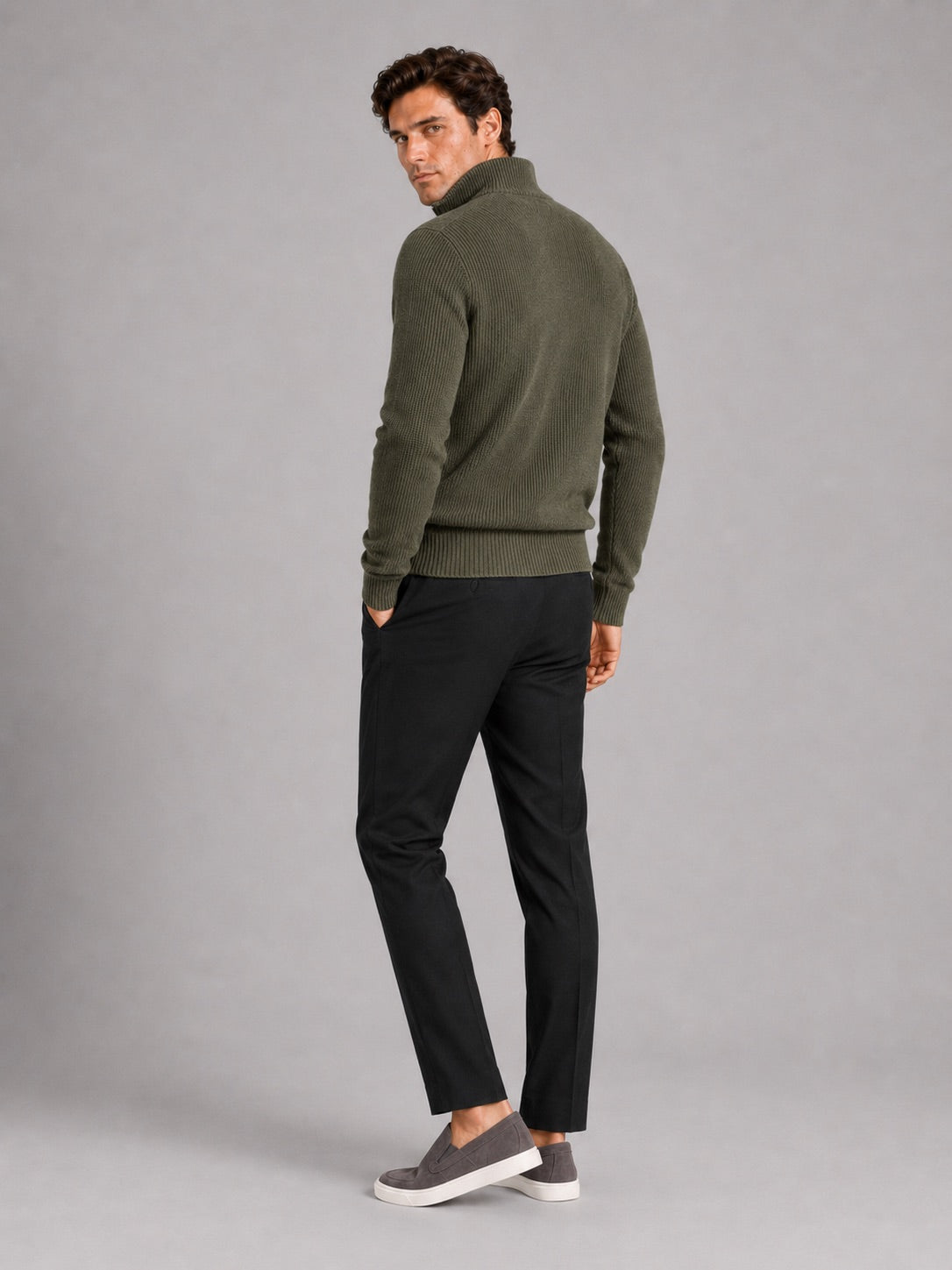 Men’s Half Zip Jumper Thick Knit Pullover Warm Winter Top for Business and Casual Wear