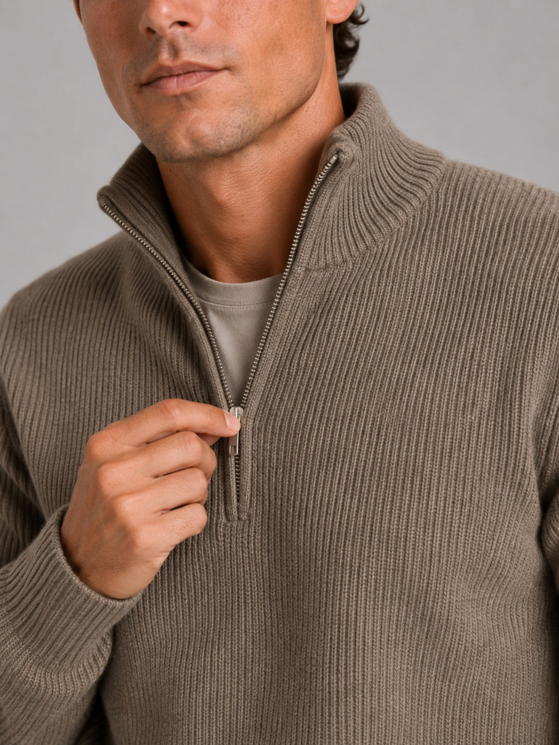 Men’s Half Zip Jumper Thick Knit Pullover Warm Winter Top for Business and Casual Wear