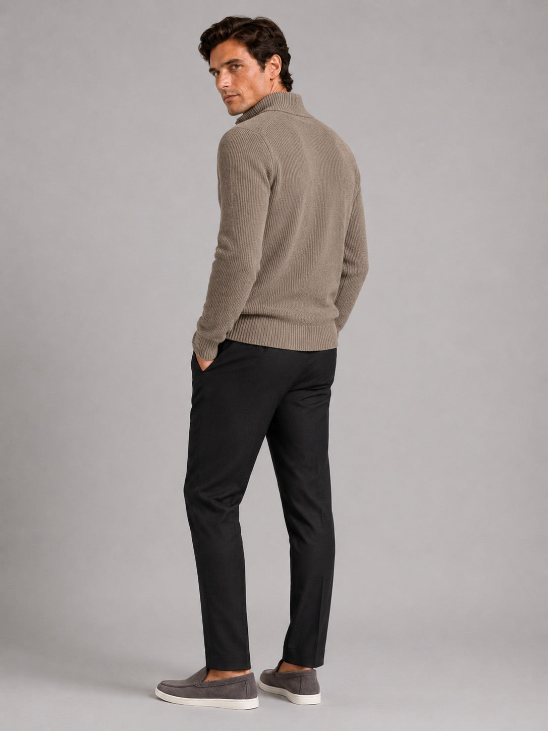 Men’s Half Zip Jumper Thick Knit Pullover Warm Winter Top for Business and Casual Wear