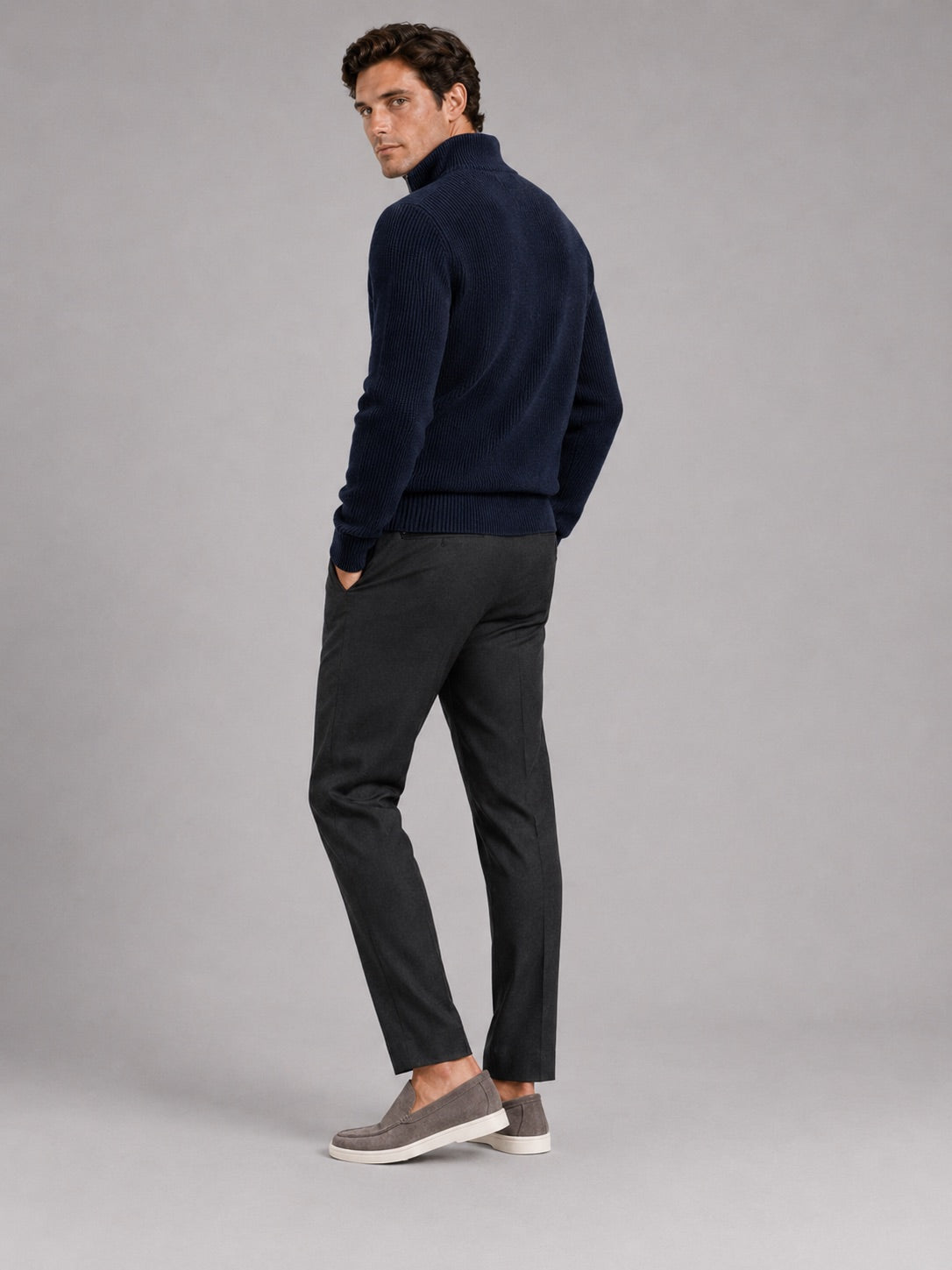 Men’s Half Zip Jumper Thick Knit Pullover Warm Winter Top for Business and Casual Wear