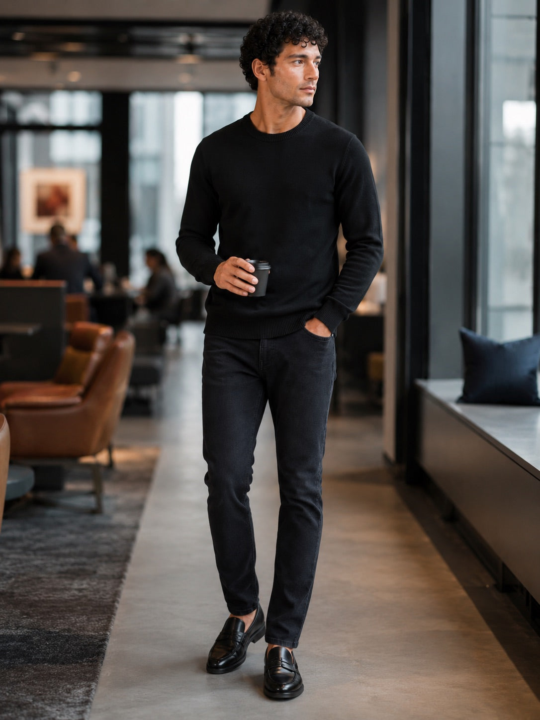 Men’s Crew Neck Knit Jumper Long Sleeve Soft Lightweight Autumn Pullover for Business Casual and Everyday Wear