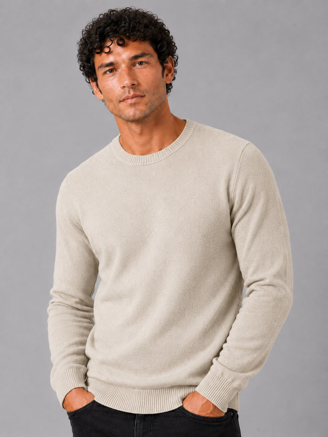 Men’s Crew Neck Knit Jumper Long Sleeve Soft Lightweight Autumn Pullover for Business Casual and Everyday Wear
